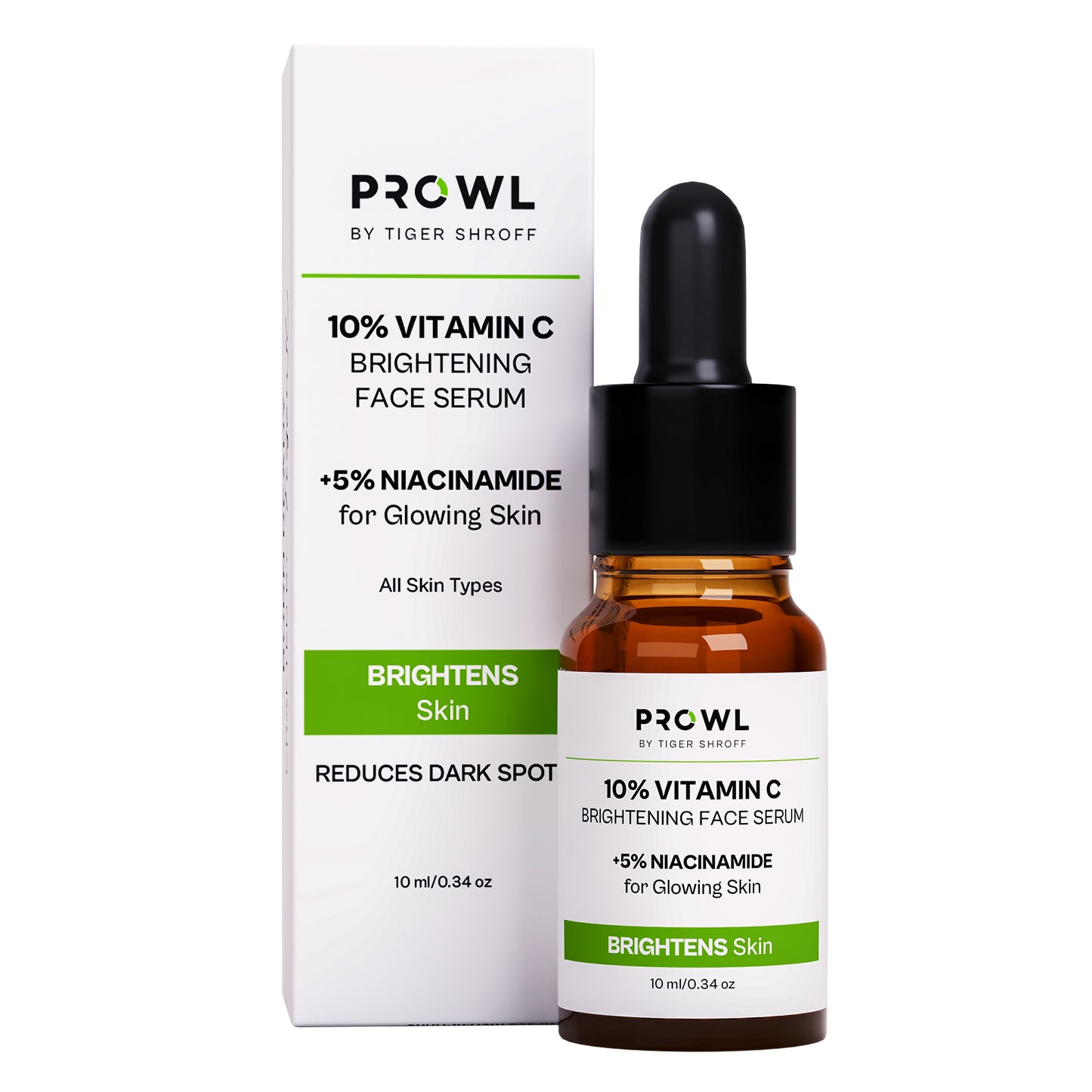 PROWL 10% Vitamin C Brightening Daily Face Serum - All Skin Type - 10ml - Pack of 1