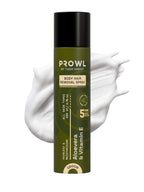 PROWL Body Hair Removal Spray can standing upright against a thick swatch of white foam.