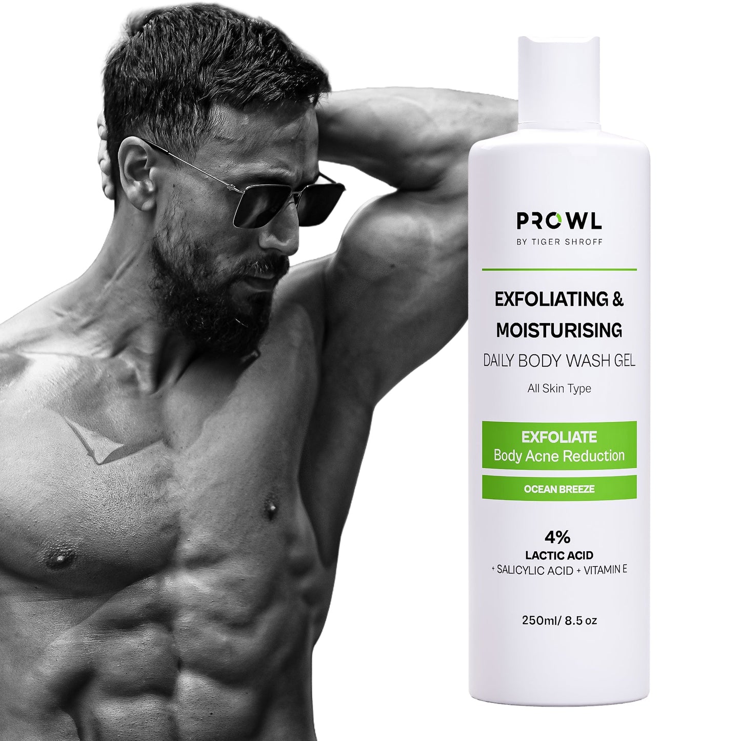 PROWL Exfoliating & Moisturising Daily Body Wash Gel - All Skin Type - 250ml - Pack of 1