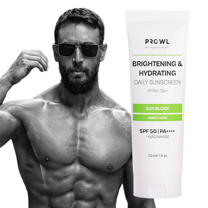 PROWL Brightening & Hydrating Daily Sunscreen - All Skin Type - 50ml - Pack of 1