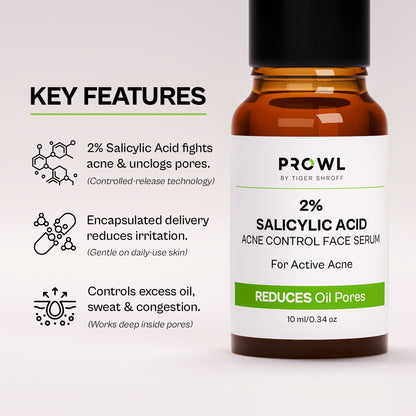 PROWL 2% Salicylic Acid Acne Control Daily Face Serum - All Skin Type - 10ml - Pack of 1