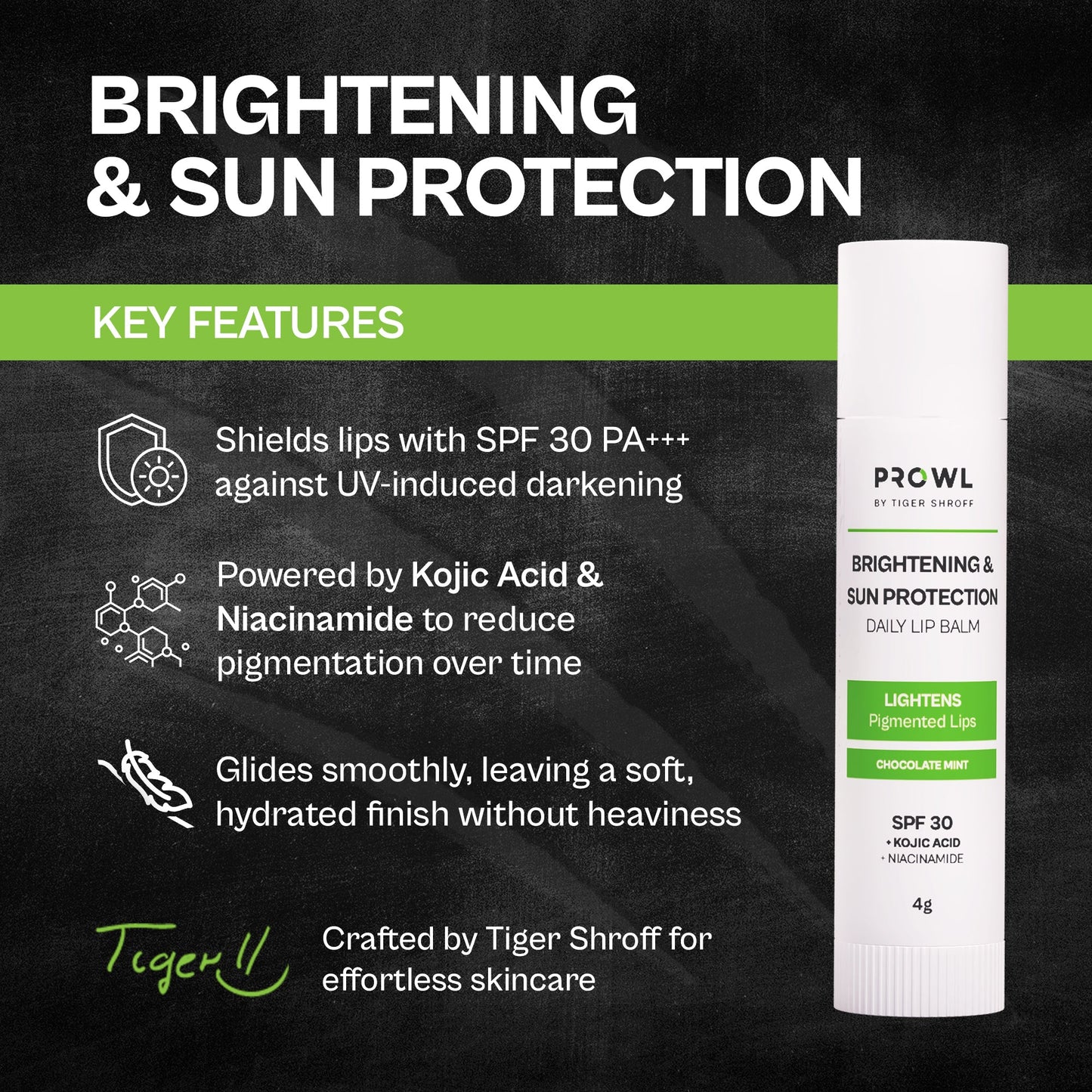 PROWL Brightening & Sun Protection Daily Lip Balm - All Skin Type - 4g - Pack of 1