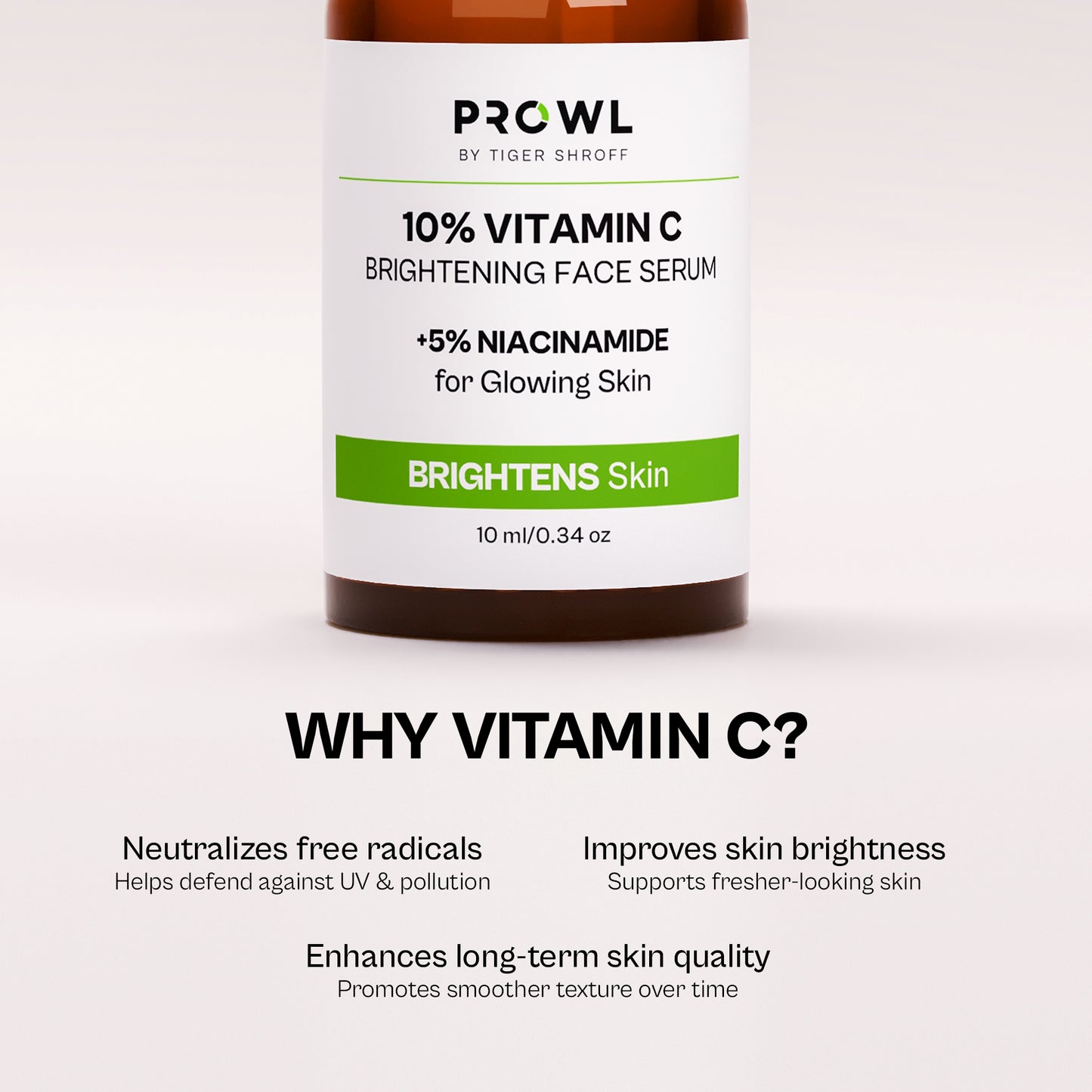 PROWL 10% Vitamin C Brightening Daily Face Serum - All Skin Type - 10ml - Pack of 1