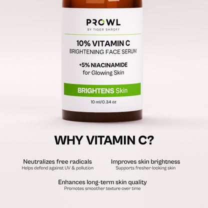 PROWL 10% Vitamin C Brightening Daily Face Serum - All Skin Type - 10ml - Pack of 1