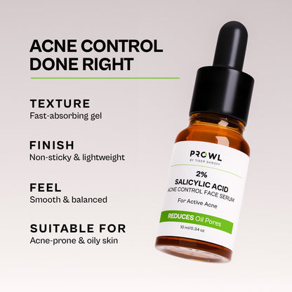 PROWL 2% Salicylic Acid Acne Control Daily Face Serum - All Skin Type - 10ml - Pack of 1