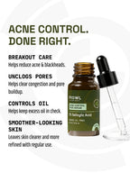 Open PROWL Acne Control Face Serum bottle alongside text highlighting breakout care, pore unclogging, and oil control benefits.