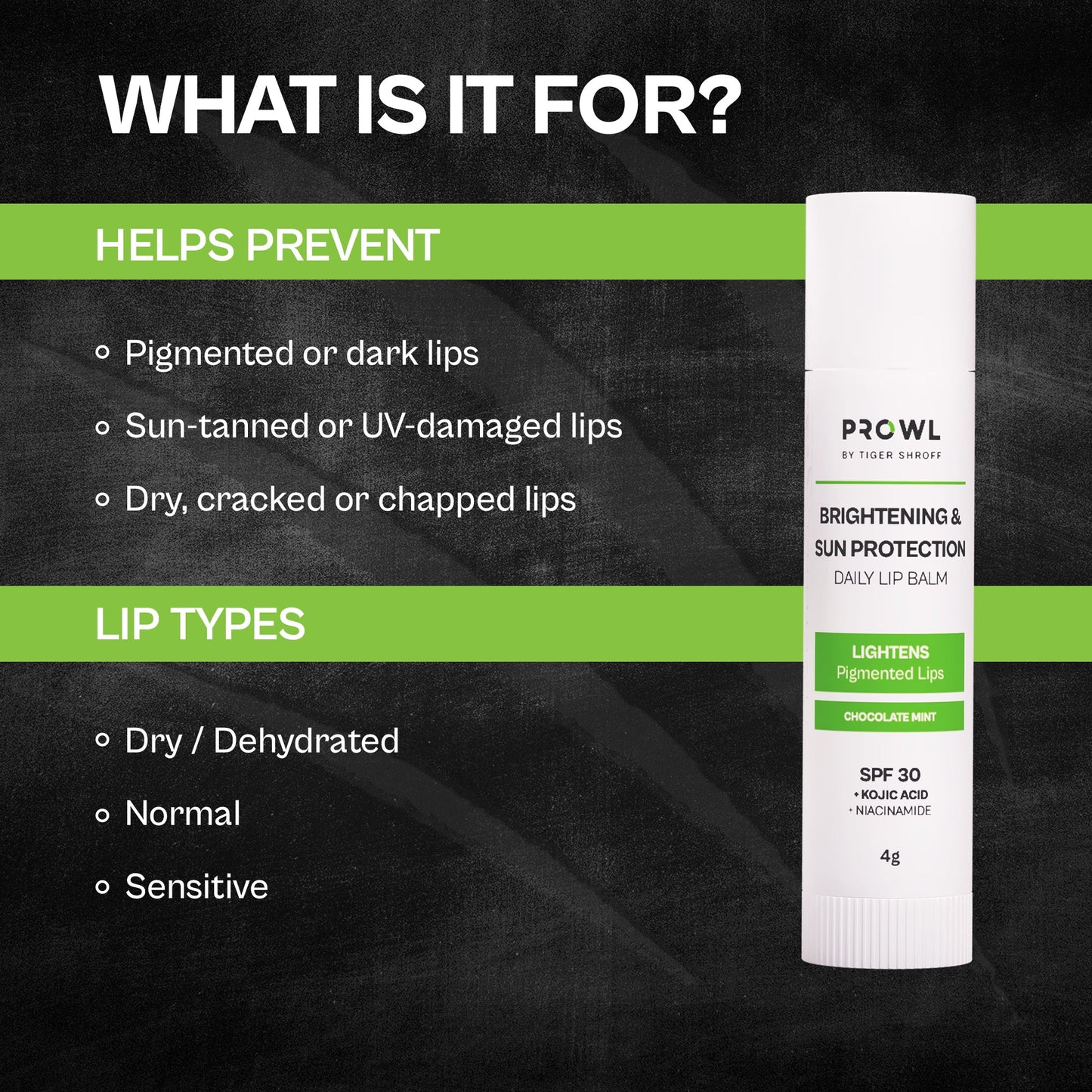 PROWL Brightening & Sun Protection Daily Lip Balm - All Skin Type - 4g - Pack of 1