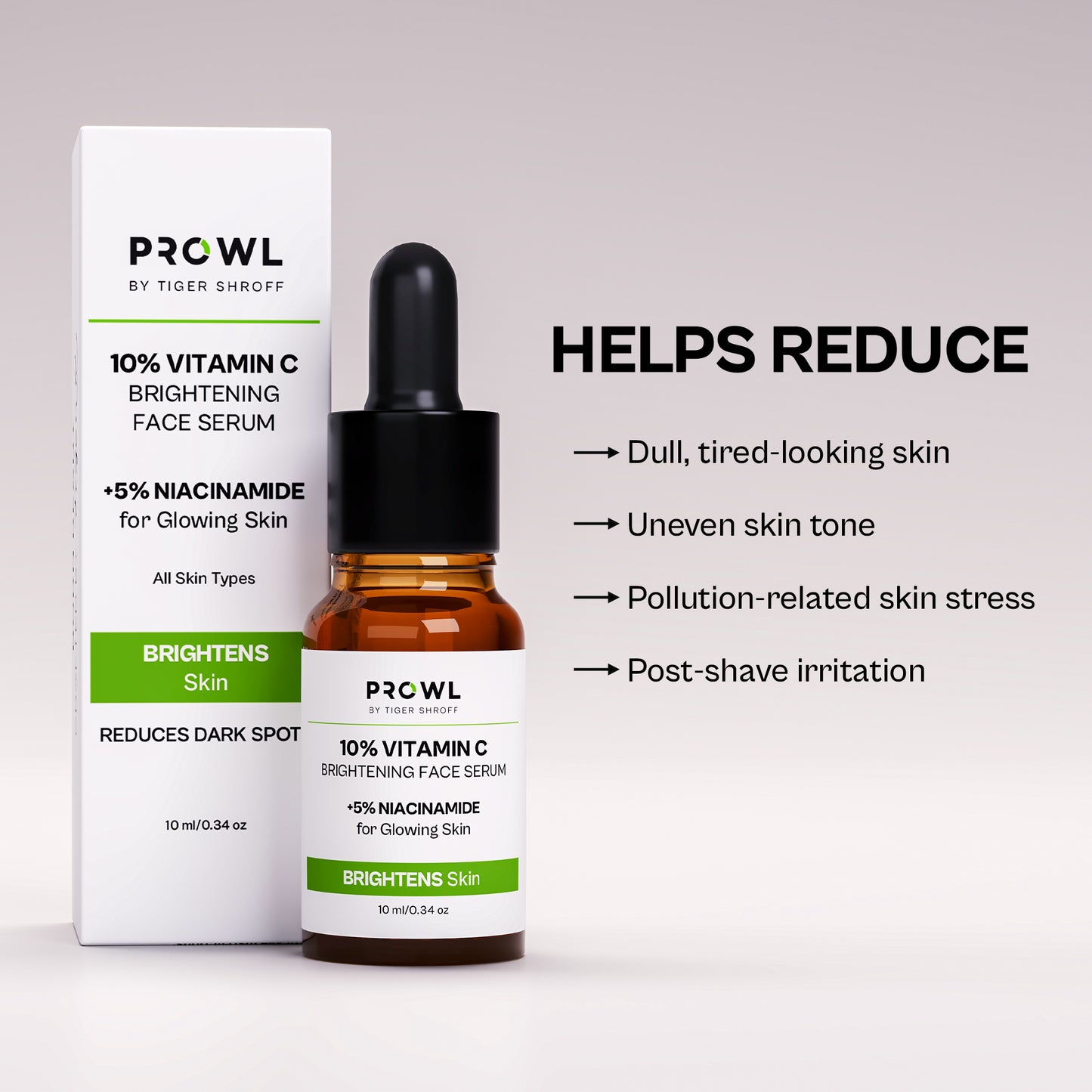 PROWL 10% Vitamin C Brightening Daily Face Serum - All Skin Type - 10ml - Pack of 1