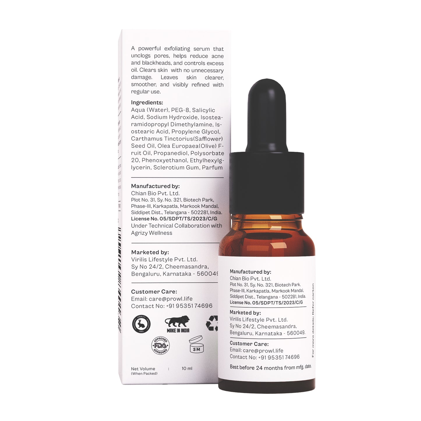 PROWL 2% Salicylic Acid Acne Control Daily Face Serum - All Skin Type - 10ml - Pack of 1