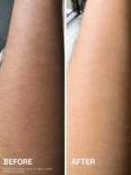 Before and after comparison of a man's arm showing visible brightening and tan reduction after using PROWL Daily Body Lotion.