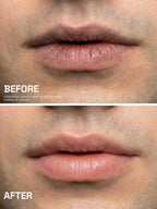 Before and after comparison of a man's lips showing improved hydration and brighter tone after using PROWL Daily Lip Balm.